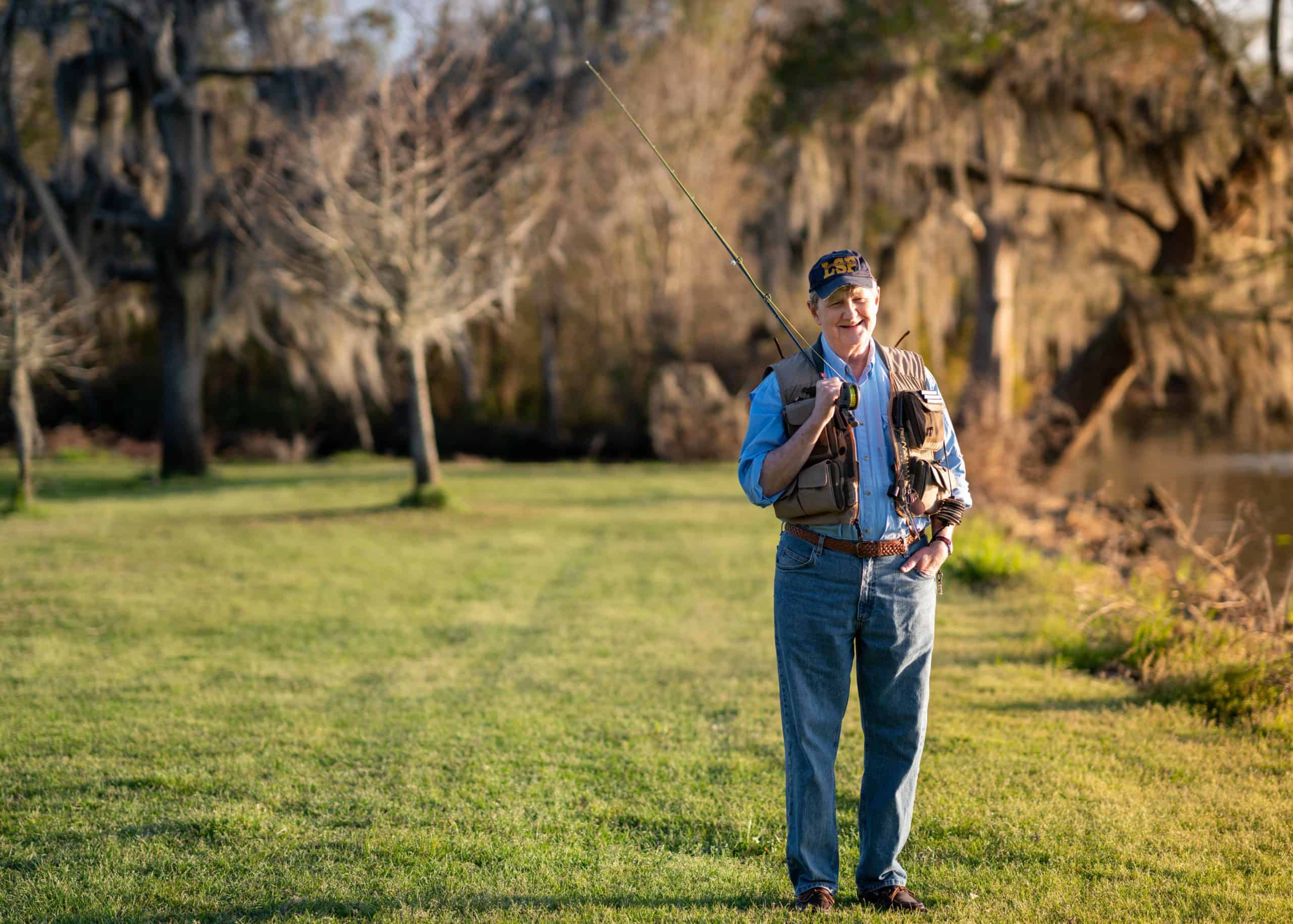 John Kennedy fishing outdoors for Senate endorsement.